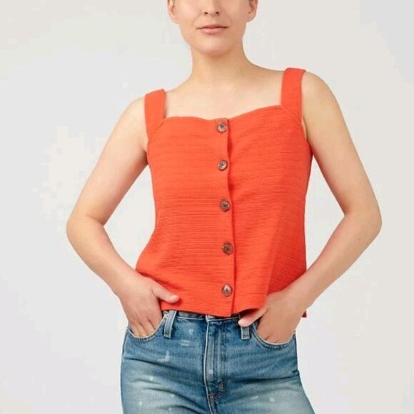 J. Crew Tops - J. Crew Button Front Tank Top In Orange Size XXS